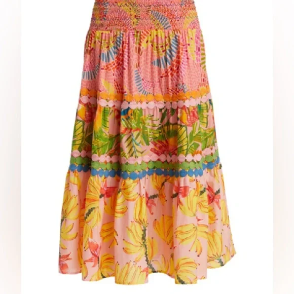 Farm Rio Mixed Pink Prints Maxi Skirt In Multi |colors - Picture 4 of 4